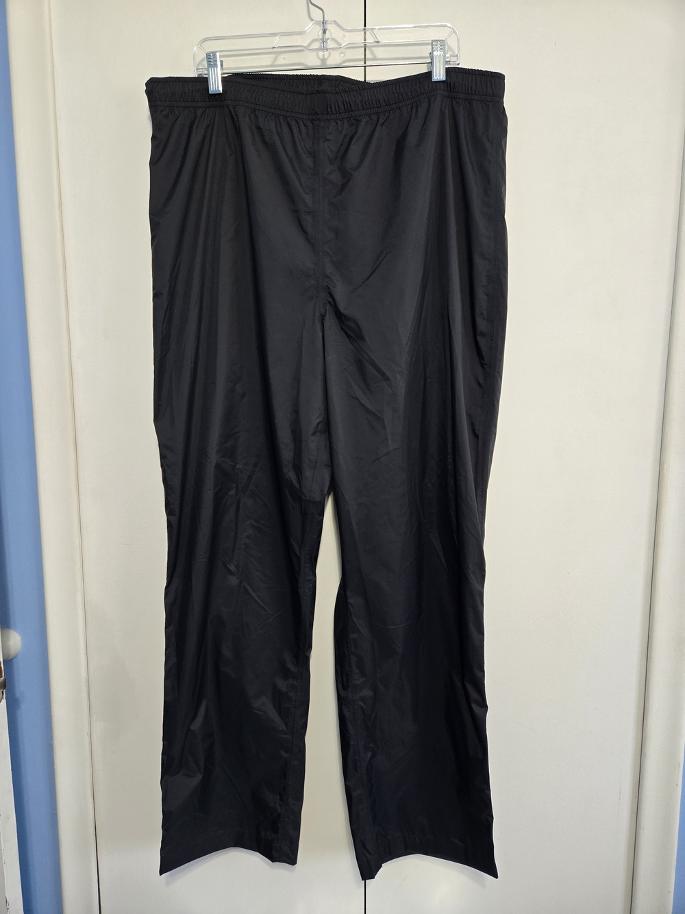 L.L.Bean Rain Pants Men's XL Black Nylon Ripstop Mesh Lined Ankle Zip